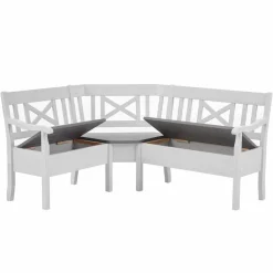 Wohnen Küchenbänke|Esszimmerbänke*Stauraum Eckbank Yoan in Weiß mit Grau