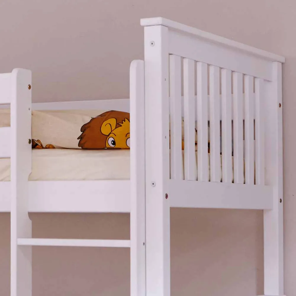 Wohnen Kindermöbel|Kinderbetten*Stauraum Etagenbett in Weiß Forcia aus Kiefernholz