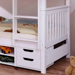 Wohnen Kindermöbel|Kinderbetten*Stauraum Etagenbett in Weiß Forcia aus Kiefernholz