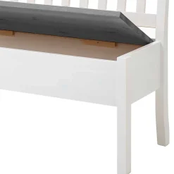 Wohnen Küchenbänke|Esszimmerbänke*Stauraum Holzbank in Weiß & Grau - Ovidos