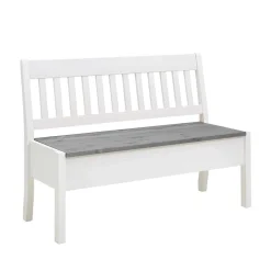 Wohnen Küchenbänke|Esszimmerbänke*Stauraum Holzbank in Weiß & Grau - Ovidos