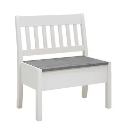 Wohnen Küchenbänke|Esszimmerbänke*Stauraum Holzbank in Weiß & Grau - Ovidos