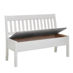 Wohnen Küchenbänke|Esszimmerbänke*Stauraum Holzbank in Weiß & Grau - Ovidos