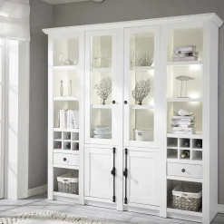 Wohnen Designermöbel|Wohnzimmerschränke*Stauraum Landhaus Vitrinenschrank in Weiß - Chelles