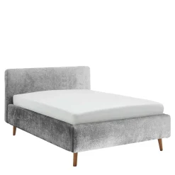 Wohnen Graue Möbel|Jugendbetten*Stauraum Polsterbett aus Boucle in Grau - Tasso