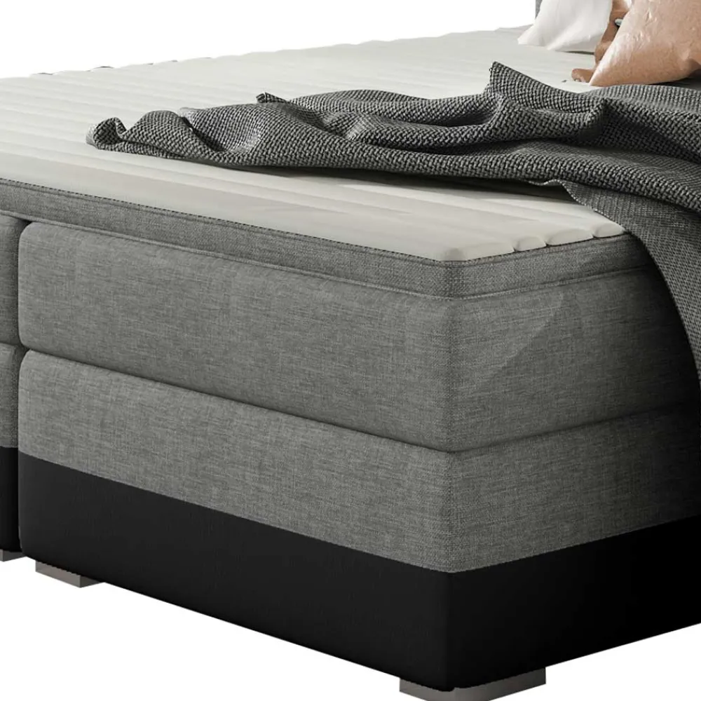 Wohnen Stauraum Polsterbett in Grau und Schwarz - Surius