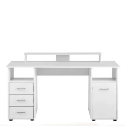 Wohnen Weiße Möbel|Jugendzimmertische*Stauraum Schreibtisch mit Bildschirmaufsatz - Fegura