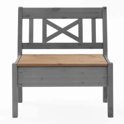 Wohnen Stauraum Sitzbank Jytte aus Kiefer Grau mit Braun