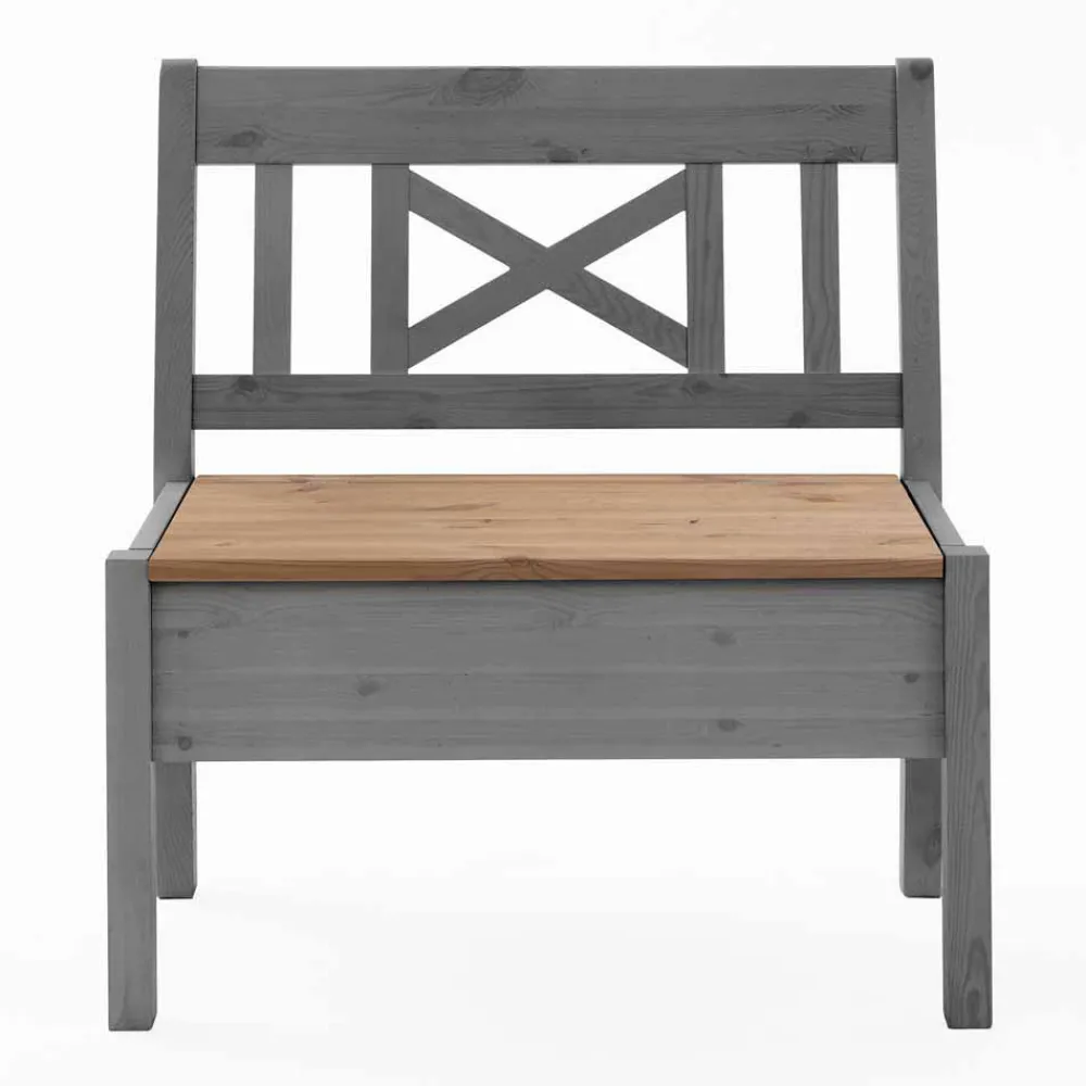 Wohnen Stauraum Sitzbank Jytte aus Kiefer Grau mit Braun