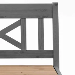 Wohnen Stauraum Sitzbank Jytte aus Kiefer Grau mit Braun