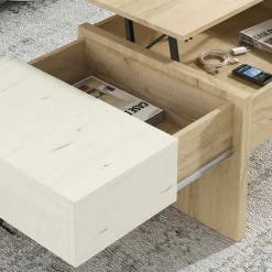 Wohnen Stauraum Sofatisch in Wildeiche & Creme - Tara