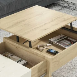 Wohnen Stauraum Sofatisch in Wildeiche & Creme - Tara