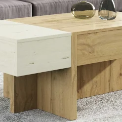 Wohnen Stauraum Sofatisch in Wildeiche & Creme - Tara