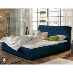 Wohnen Betten|Betten*Stauraumbett aus Velours Dunkelblau - Dorisa