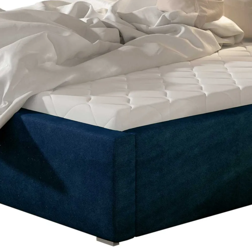 Wohnen Betten|Betten*Stauraumbett aus Velours Dunkelblau - Dorisa