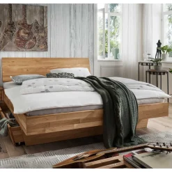 Wohnen Stauraumbett aus Wildeiche Massivholz - Esvilda