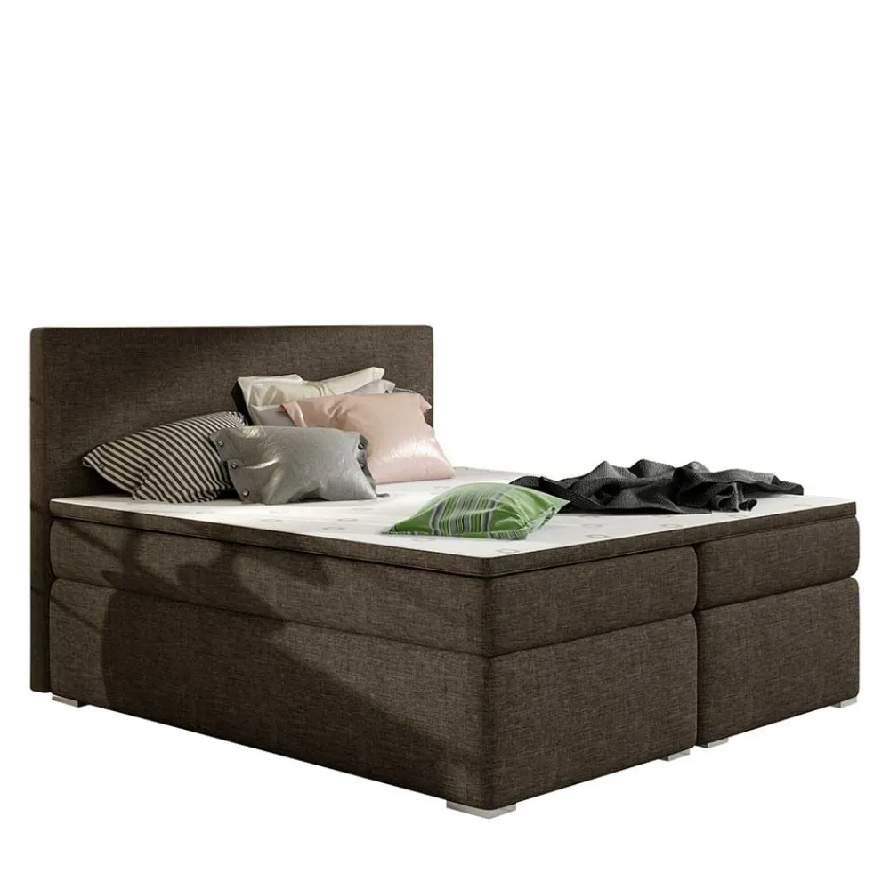 Wohnen Stauraumbett in Braun Stoffbezug - Casai