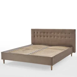 Wohnen Stauraumbett in Taupe aus Samt - Ubaldo