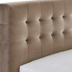 Wohnen Stauraumbett in Taupe aus Samt - Ubaldo