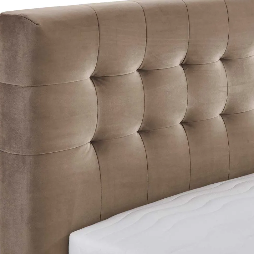 Wohnen Stauraumbett in Taupe aus Samt - Ubaldo