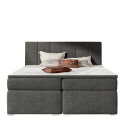 Wohnen Stauraum-Polsterbett in Dunkelgrau Stoff - Hamjon