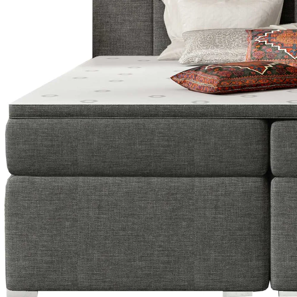 Wohnen Stauraum-Polsterbett in Dunkelgrau Stoff - Hamjon