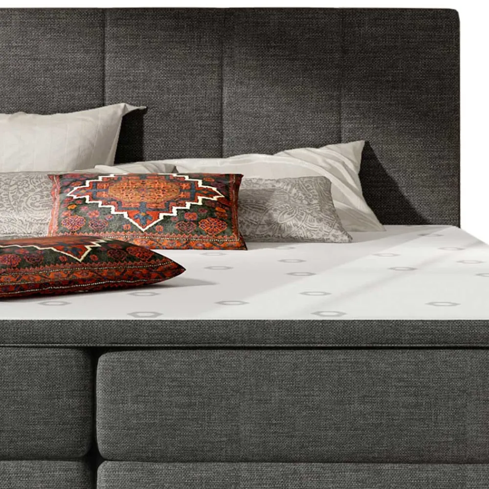 Wohnen Stauraum-Polsterbett in Dunkelgrau Stoff - Hamjon