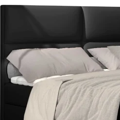 Wohnen Stauraum-Polsterbett in Schwarz Kunstlederbezug - Malka