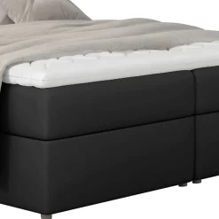 Wohnen Stauraum-Polsterbett in Schwarz Kunstlederbezug - Malka
