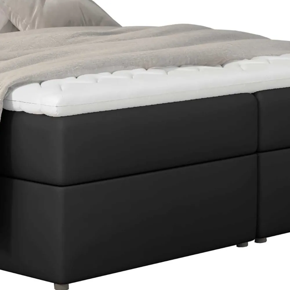 Wohnen Stauraum-Polsterbett in Schwarz Kunstlederbezug - Malka