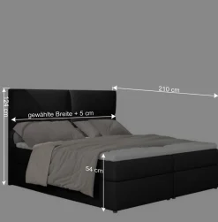 Wohnen Stauraum-Polsterbett in Schwarz Kunstlederbezug - Malka
