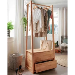 Wohnen Diele Komplett|Kleiderständer*Stehende Garderobe mit zwei Schubladen - Cosimo