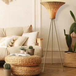 Wohnen Lampen & Leuchten|Rattanmöbel*Stehleuchte mit Geflechtschirm Rattan - Alexandre