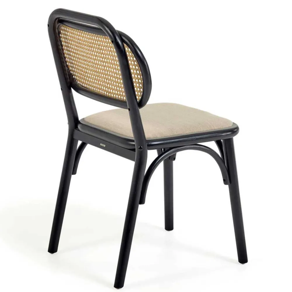 Wohnen Rattanmöbel*Stühle aus Ulme & Rattan & Stoff - Boxtan (2er Set)