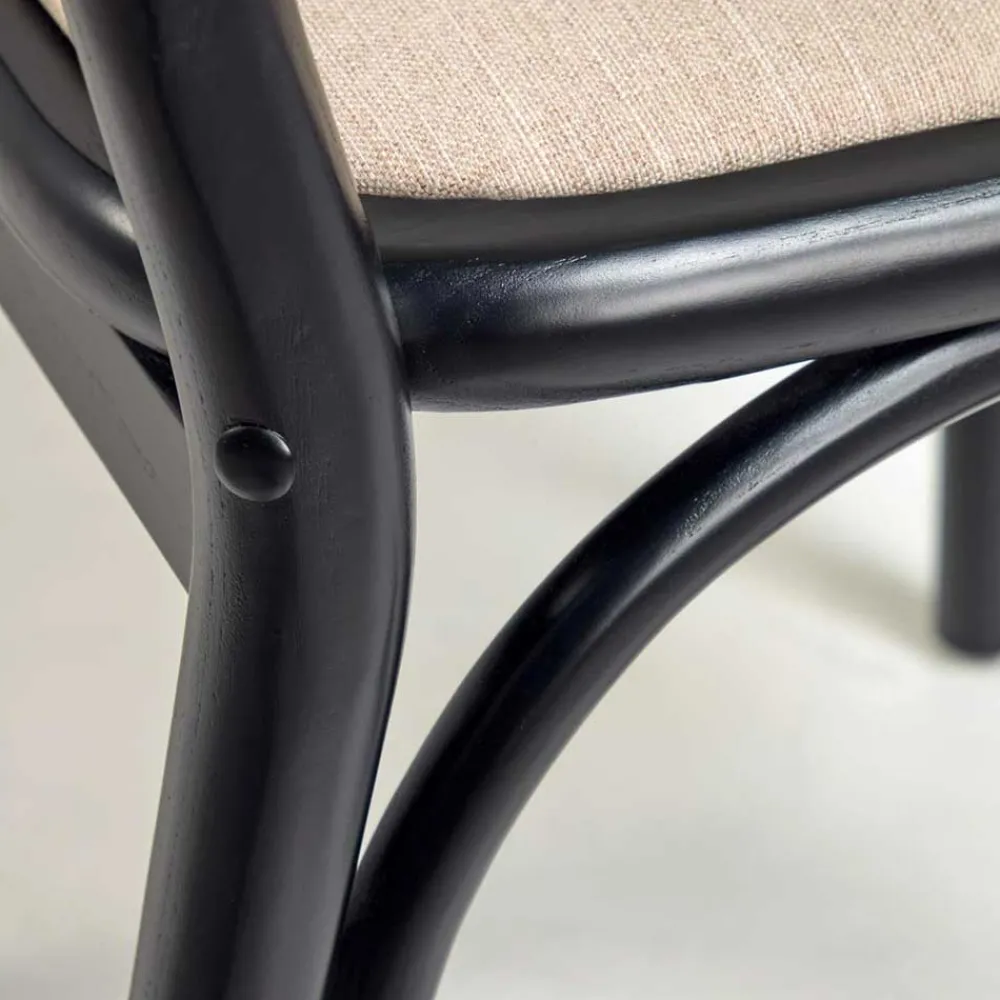 Wohnen Rattanmöbel*Stühle aus Ulme & Rattan & Stoff - Boxtan (2er Set)