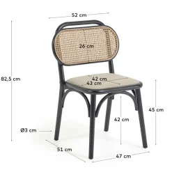 Wohnen Rattanmöbel*Stühle aus Ulme & Rattan & Stoff - Boxtan (2er Set)