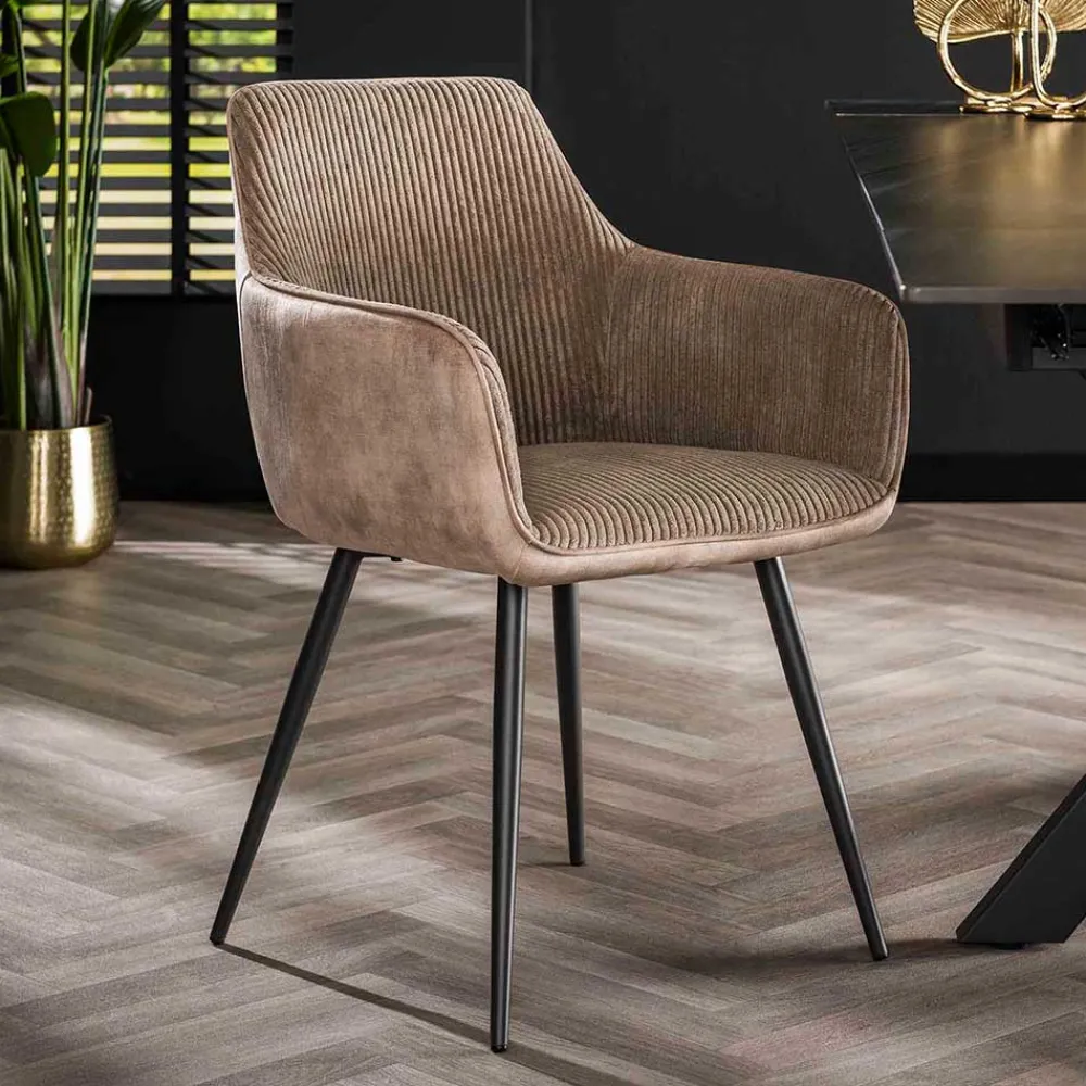 Wohnen Wohnzimmerstühle*Stühle in Beige Cord und Samt - Tulcea (2er Set)