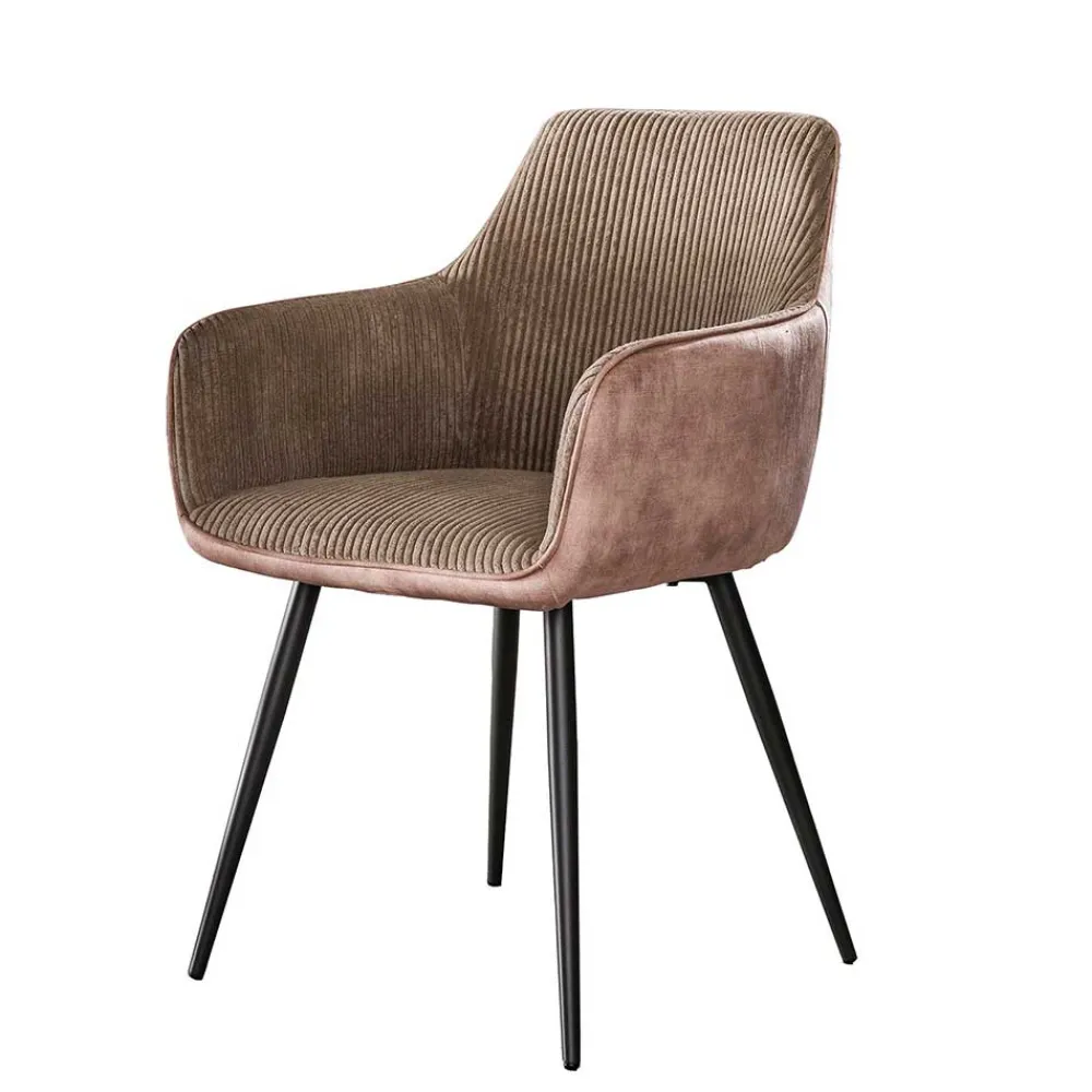 Wohnen Wohnzimmerstühle*Stühle in Beige Cord und Samt - Tulcea (2er Set)