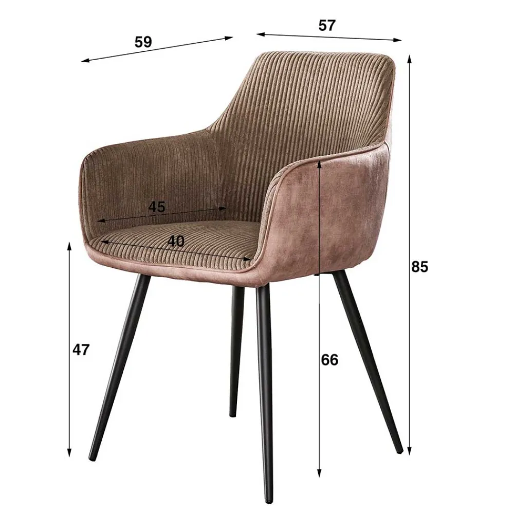 Wohnen Wohnzimmerstühle*Stühle in Beige Cord und Samt - Tulcea (2er Set)