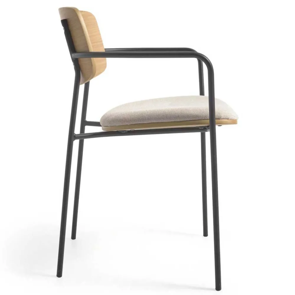 Wohnen Stühle in Eiche & Beige & Schwarz - Salute (4er Set)