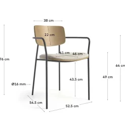 Wohnen Stühle in Eiche & Beige & Schwarz - Salute (4er Set)