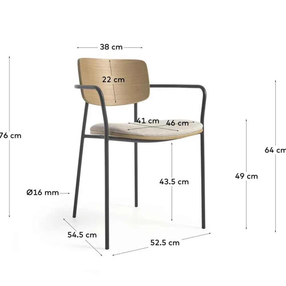 Wohnen Stühle in Eiche & Beige & Schwarz - Salute (4er Set)