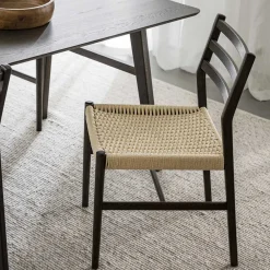 Wohnen Rattanmöbel*Stühle in Eiche Dunkel und Beige - Sabina (2er Set)