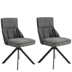 Wohnen Küchenstühle|Esszimmerstühle*Stühle mit Federkern in Anthrazit - Markos (2er Set)