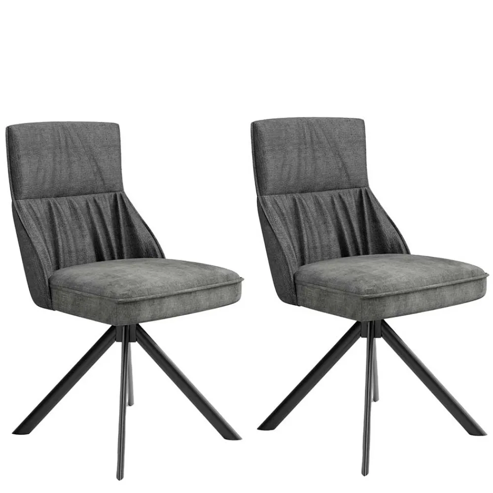 Wohnen Küchenstühle|Esszimmerstühle*Stühle mit Federkern in Anthrazit - Markos (2er Set)