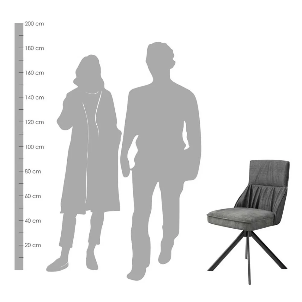 Wohnen Küchenstühle|Esszimmerstühle*Stühle mit Federkern in Anthrazit - Markos (2er Set)