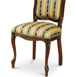 Wohnen Stilvoller Barock Polsterstuhl Magari mit Stoff Blau Gelb