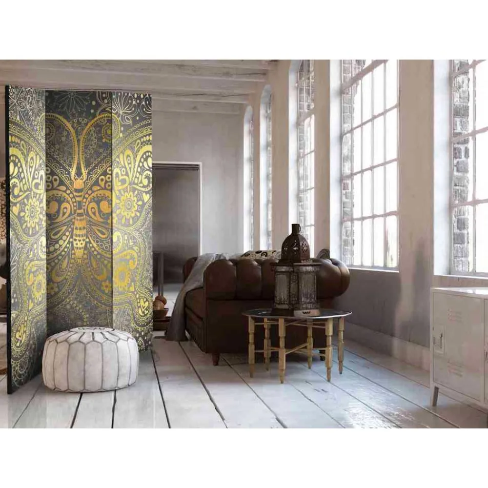 Kinder Wohnen Stilvoller Paravent in Gold Grau - Mataral