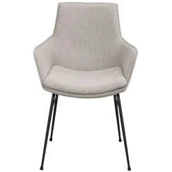 Wohnen Schwarze Möbel|Küchenstühle*Stoff Armlehnenstuhl in Hellgrau - Jackon (2er Set)