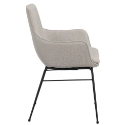 Wohnen Schwarze Möbel|Küchenstühle*Stoff Armlehnenstuhl in Hellgrau - Jackon (2er Set)